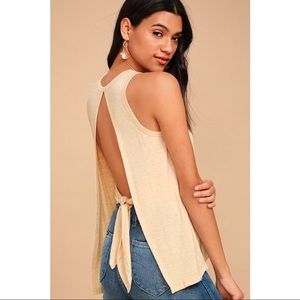 Lulu’s Open Back Light Beige Tank Top